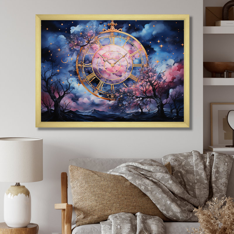 Astrologie étoilée d'oracle I, reproduction d'art sur toile, H 16 po x l 32 po x P 1 po, Encadrement doré