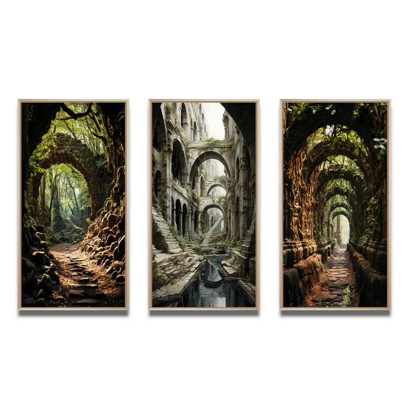 Green Green Tunnel Enchanted Forest Earthy - ensemble de 3 pièces, Encadré naturel, H 20 po x l 36 po