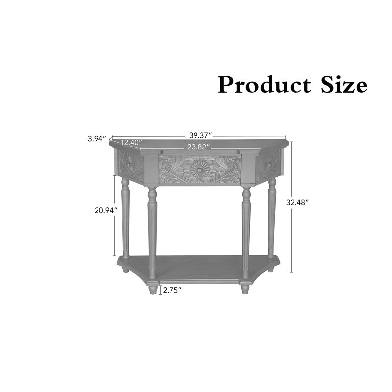 Table d'appoint 1 tiroir Carved, Vert