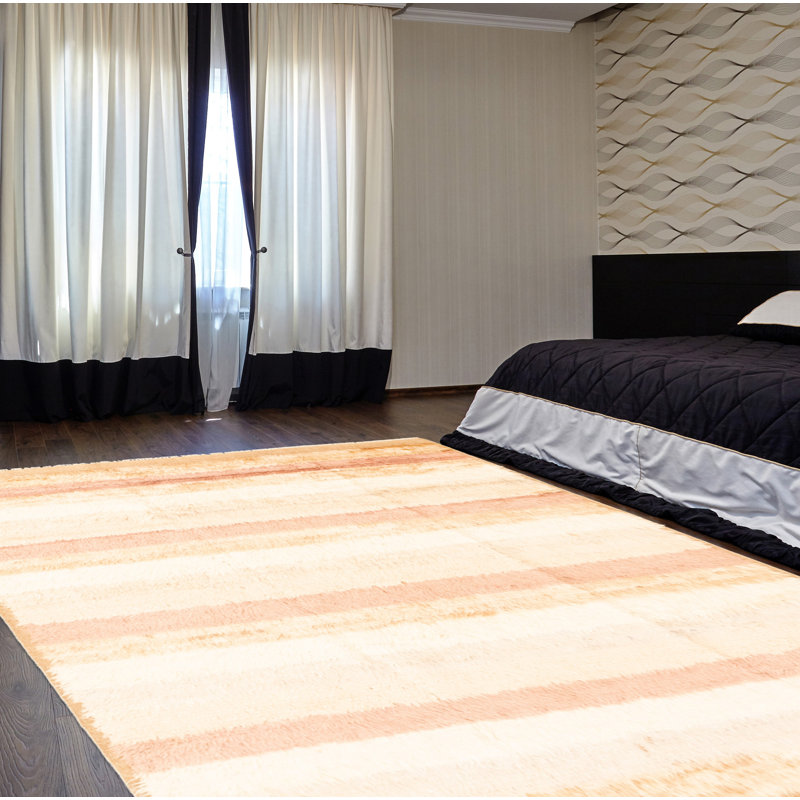 Tapis décoratif en laine brun clair de conception unique noué à la main New Age 5 pi 9 po x 7 pi 9 po Cavill