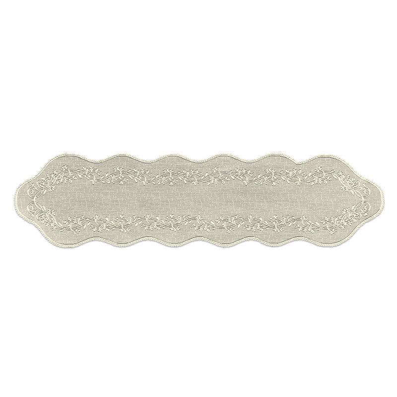 Medena Floral Oval Table Runner, 54" L x 14" W, Beige
