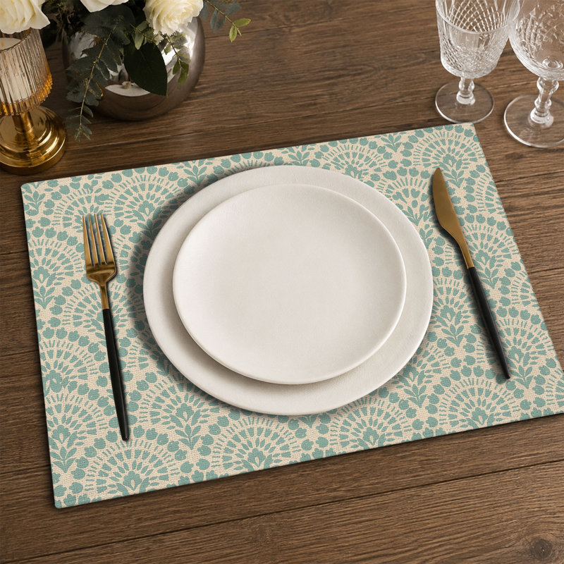 Rectangle Polyester Dining Table Placemat, Teal