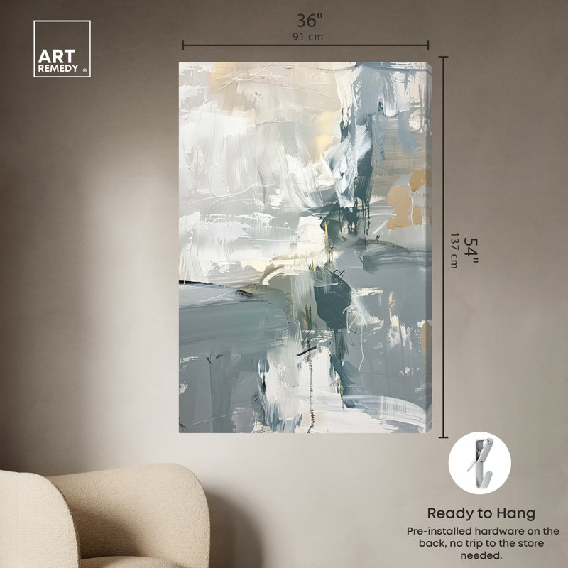Art mural abstrait vert brume par Art Remedy, Toile tendue, H 54 po x l 36 po