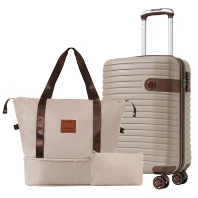 Ensembles de valises 3 pièces, valises de transport en plastique rigide à roulettes 22 po x 14 po x 9 po, approuvées par les compagnies aériennes, 20 pouces