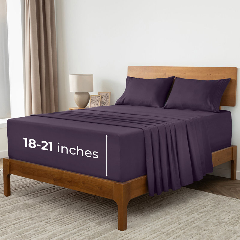 Ensemble de draps Mellanni 1800, Mauve, Ensemble de draps pour lit double avec 2 taies d'o