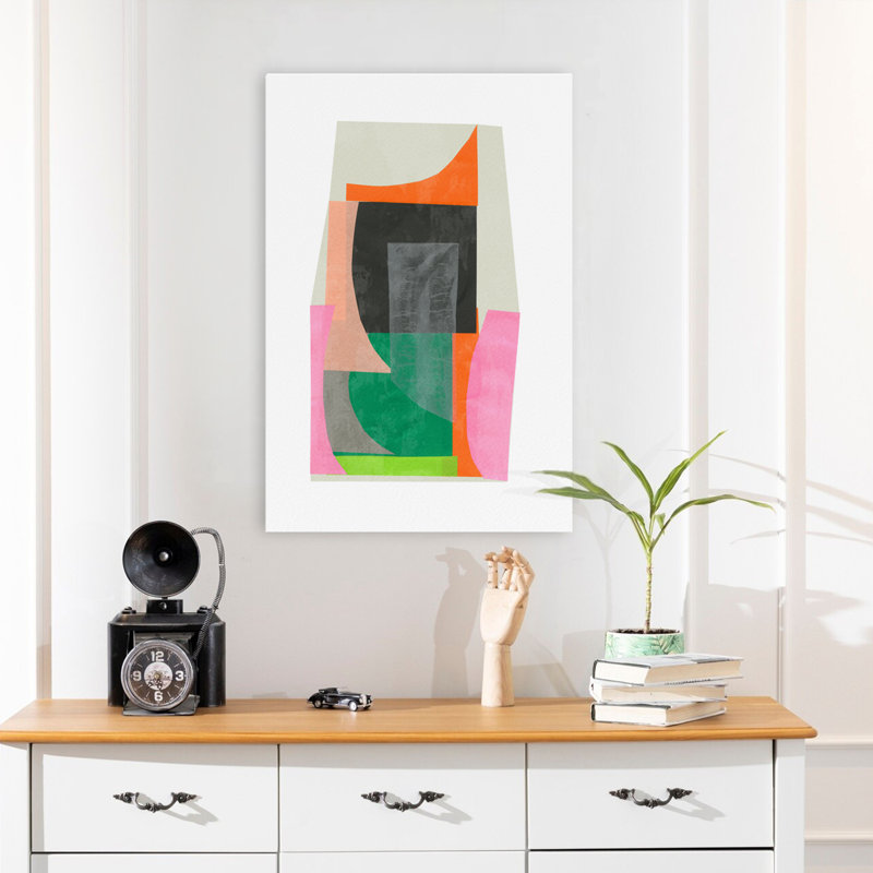 Constructed - Abstract Collage Geometric Shapes Art, 24" H x 16" W