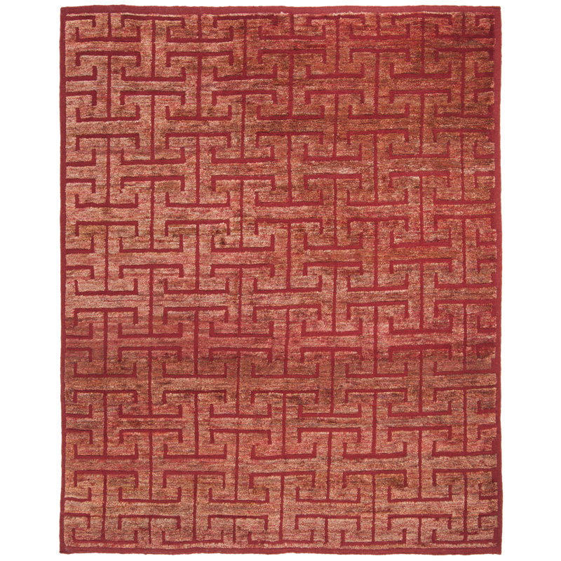 Bruce Wool/Jute Hemp/Wool Geometric Rug in Red, Rectangle 8' x 10'