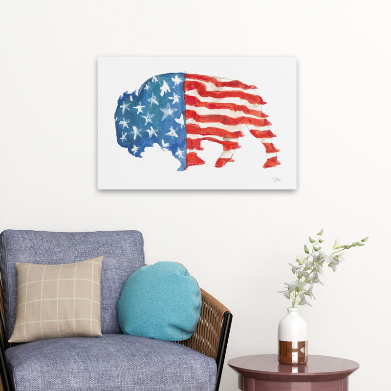 Buffalo patriotique - art contemporain Buffalo patriotique, H 16 po x l 24 po