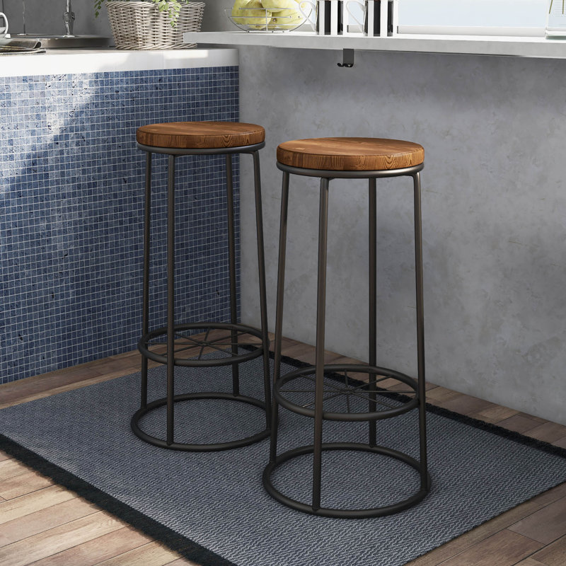 Hassan 33" Bar Stools, Toasted Barnwood