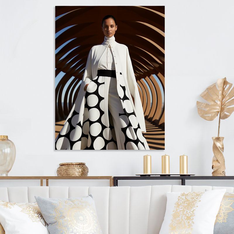 Noir et blanc, mode féminine, élégance dévoilée I - mode, art mural en métal, H 20 po x l 12 po x P 1 po