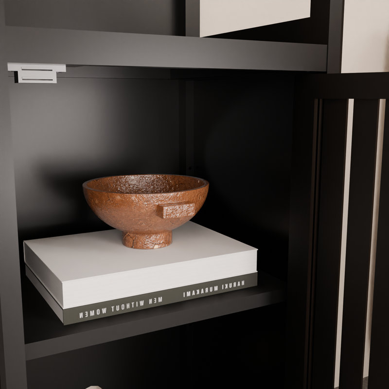 armoire de rangement en lin en bambou, Noir