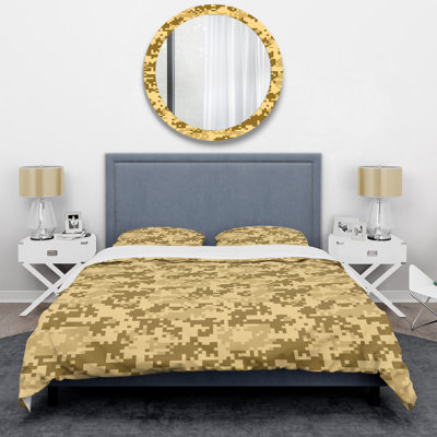 Brown Pixel Camouflage Polyester Camouflage Duvet Cover