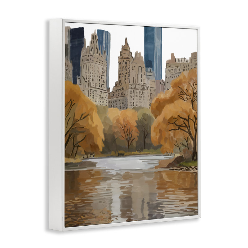 Automne New York Across River, estampe numérique, design par Amelia Noyes, H 14 po x l 11 po