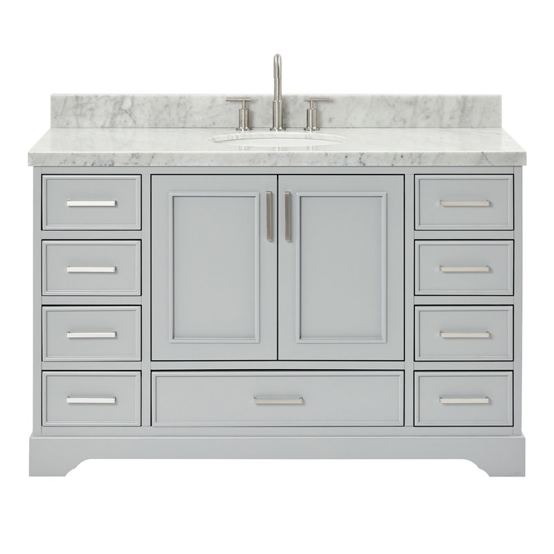 Meuble-lavabo simple avec plateau Abshire 55, Gris