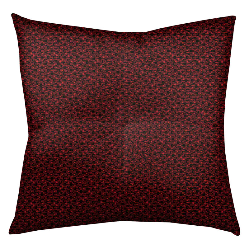 Coussin de sol à motif de treillis hexagonal Katelyn Elizabeth, H 26 po x l 26 po, Rouge / noir
