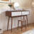 Entryway Table With 2 Carved Panel Drawers, Console Table With Storage Space And Wood Legs,Sofa Table Behind Couch For Hallway, Living Room, Natural Colour