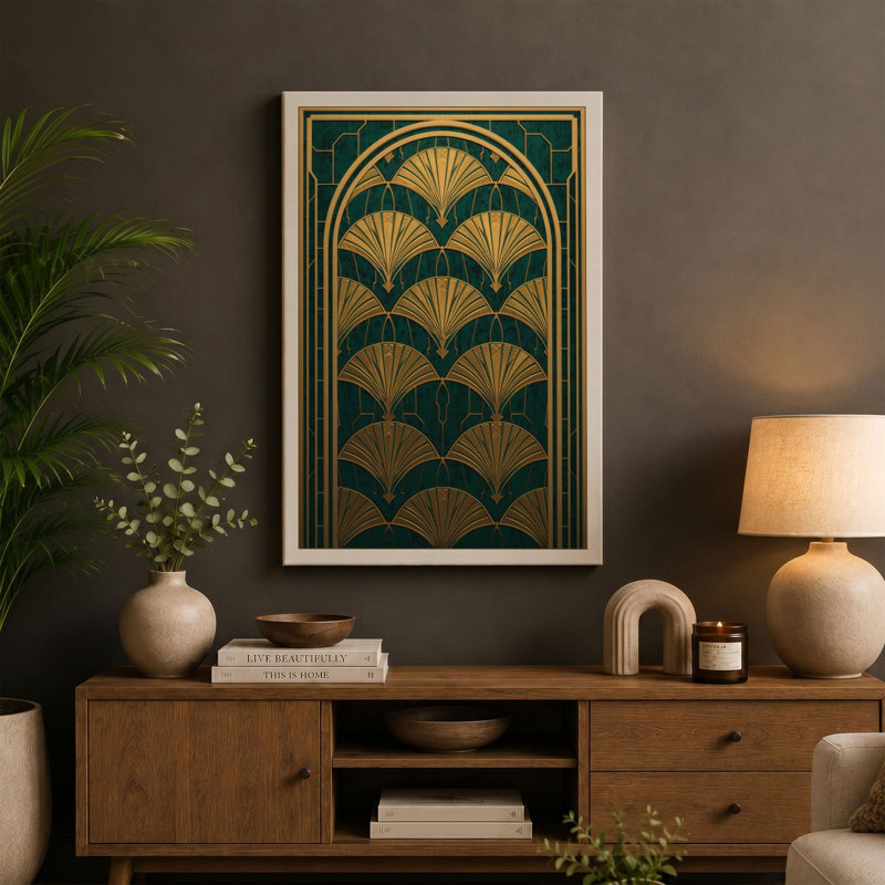 Gilded Fans Art Deco - Wrapped Canvas, White Border, 30x20 - 76.2 x 50.8 cm