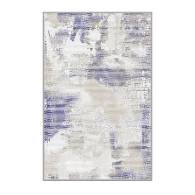Tapis gris / bleu en polyester tissé à la machine Varnamtown