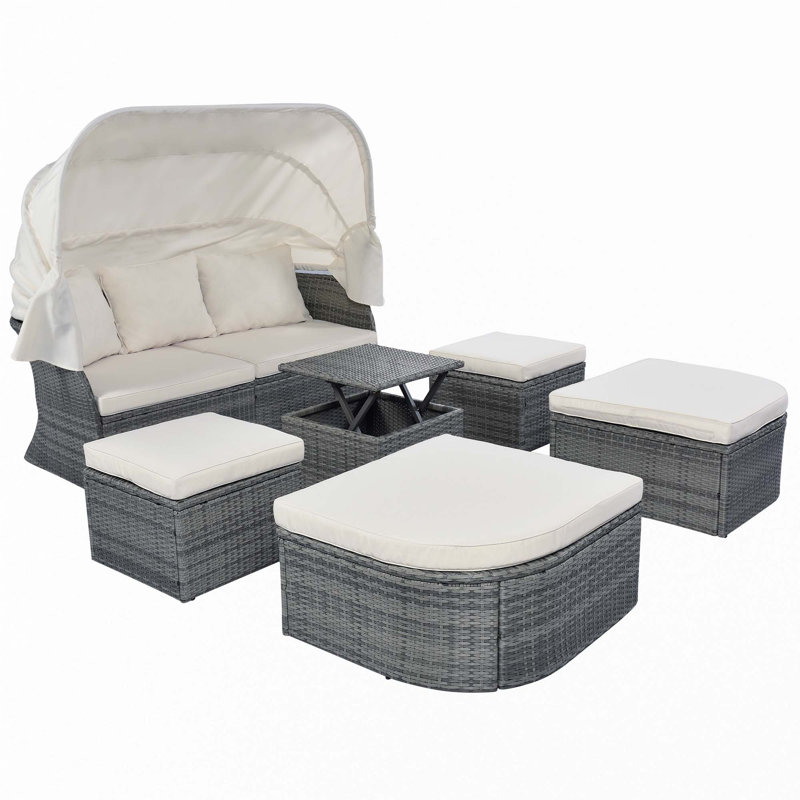 Ensemble de conversation avec lit escamotable d'extérieur, Beige