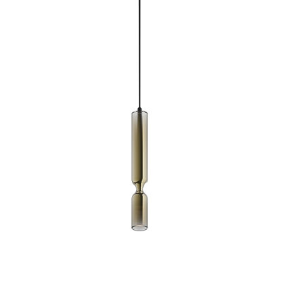 Misty Pendant Mini In Black With Gold Suespension And White Canopy