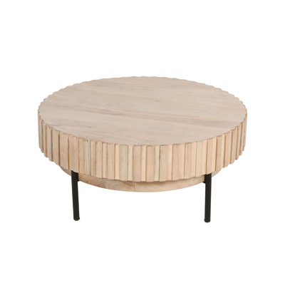  Table basse ronde avec bords rainurés décoratifs - L 36 po