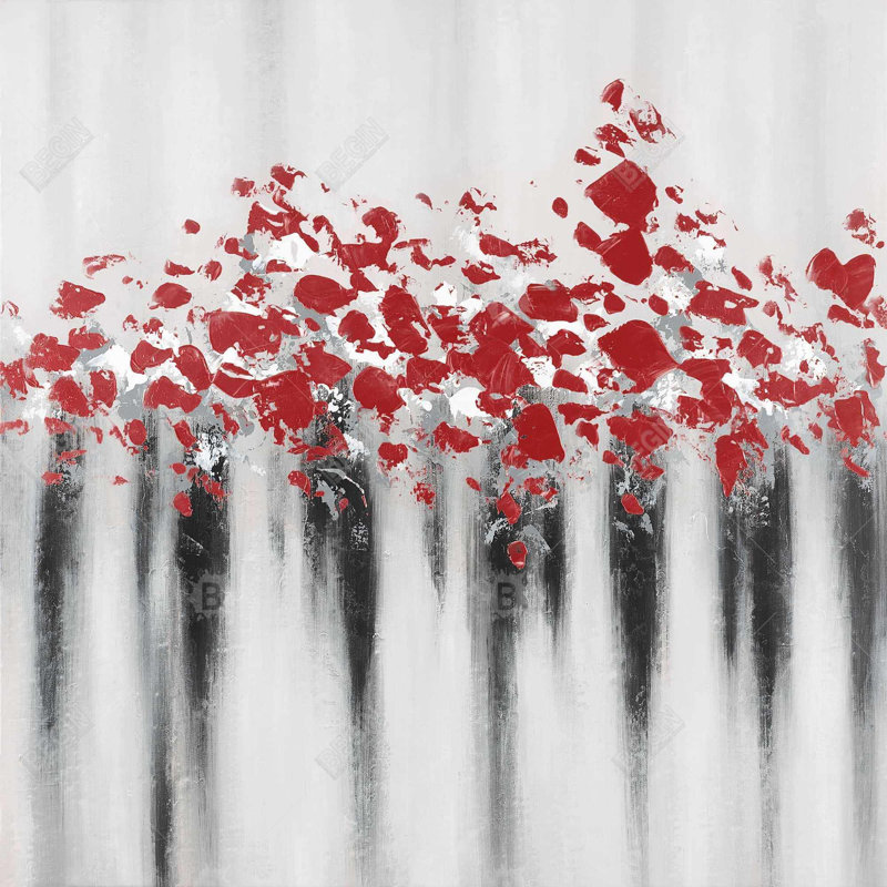 Petits pois rouges sur toile - Décor de salon contemporain