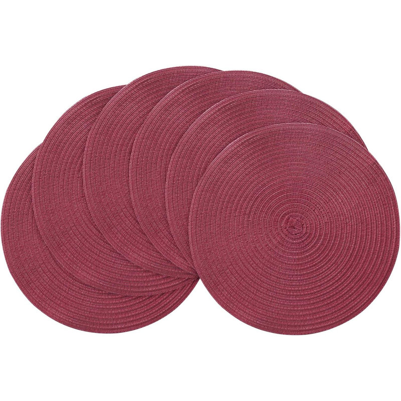 Ensemble de 6 napperons ronds tressés résistants à la chaleur en coton et polyester pour table de salle à manger, Marron