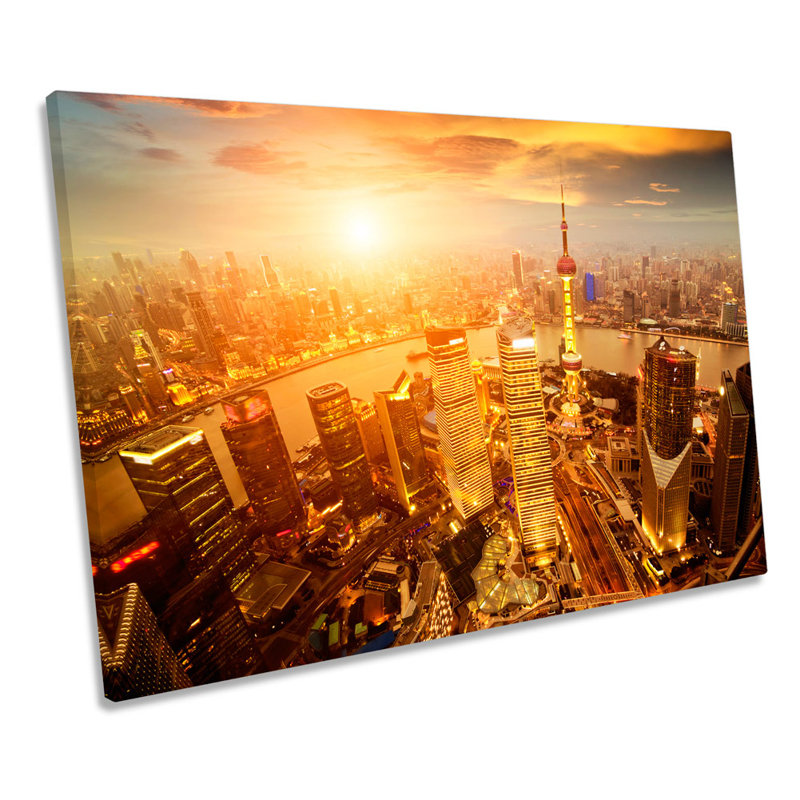 Shanghai City Skyline China - Wrapped Canvas Print, 30.5cm H x 45.7cm W x 2cm D