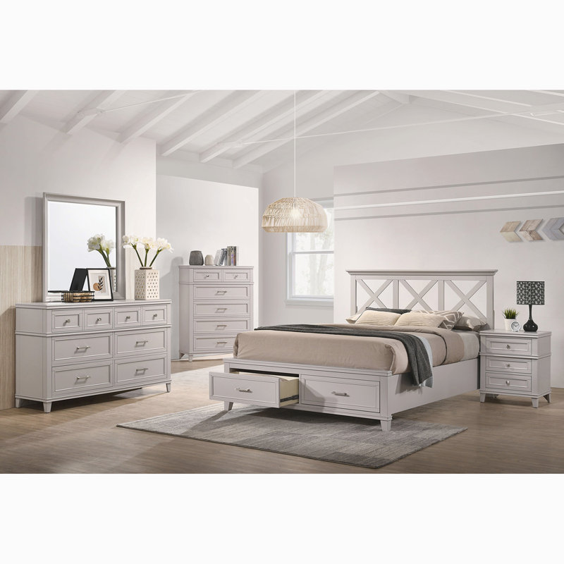 Lit avec rangement Deguzman X, Grand lit, Gris