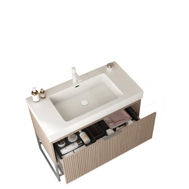 Ensemble de meuble-lavabo simple autoportant 36 po avec plateau uni Pizzerro