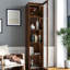 Vitrine à 5 tablettes, lumières à DEL, portes en verre, poupées, vaisselle, bureau, salle de jeux, largeur de 15,46 po, hauteur 70,18 po, armoire de couleur noyer avec tablettes et éclairage, idéale pour la maison, les salles à manger