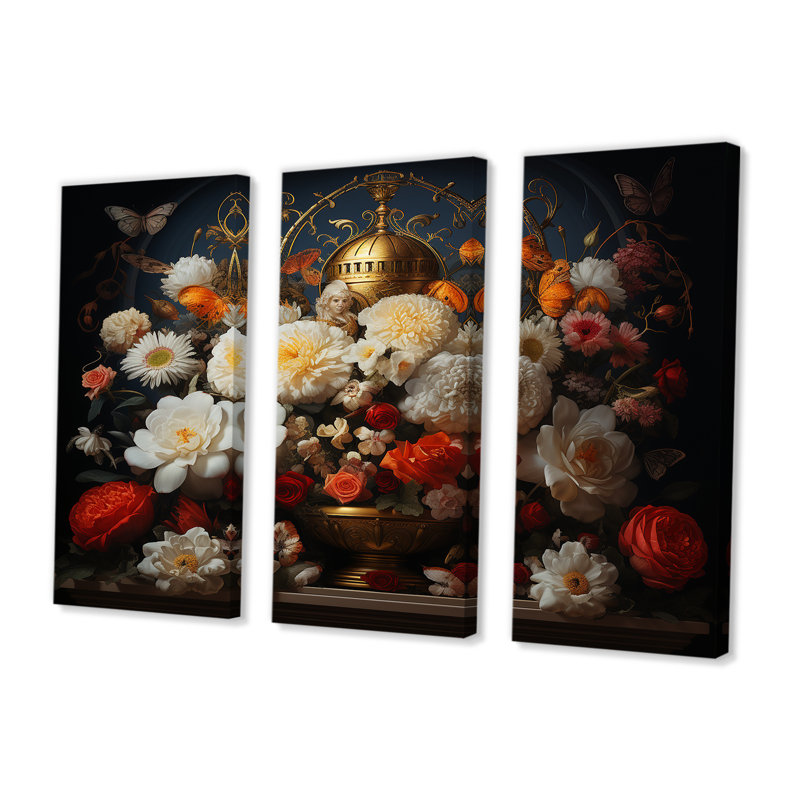 Ellar - Assortiment de bouquets d'art mural, ensemble, Toile tendue, H 40 po x l 60 po x P 1 po
