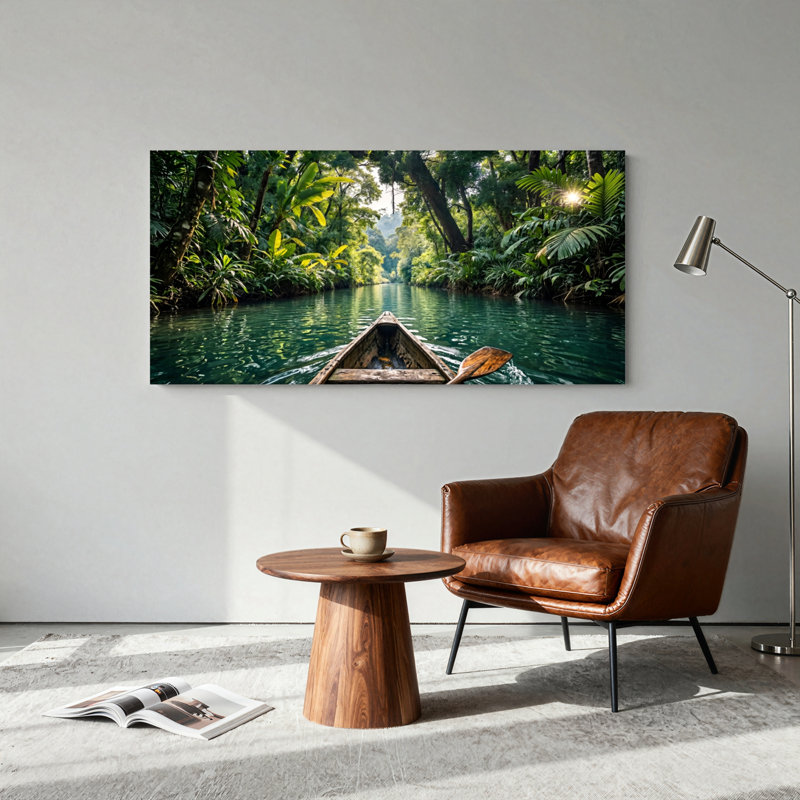 Jungle River, reproduction d'art sur toile, ensemble de 1, 58“W x 28”H, Toile tendue