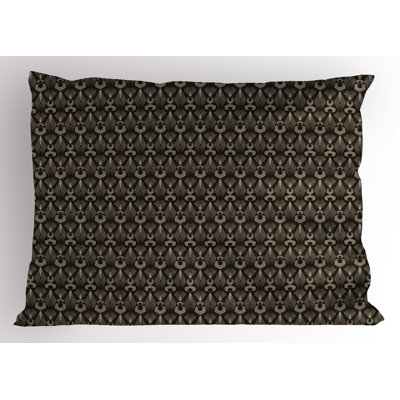 Ambesonne Geometric Pillow Sham 2 Pack Shapes Streaks Retro Art Dark Brown and Eggshell