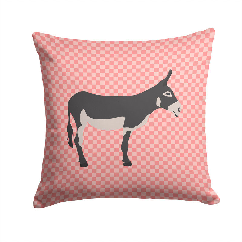 Coussin décoratif extérieur mammoth jack donkey check, 14 po x 14 po, Rose