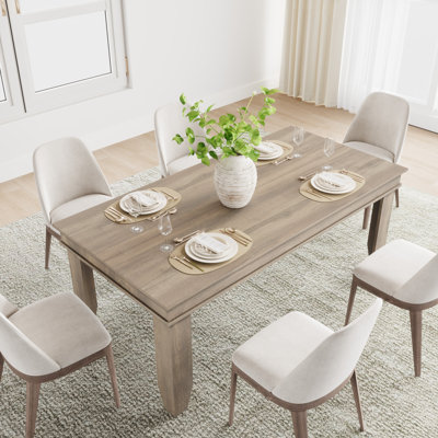 Table de salle à manger rectangulaire de 71 po pour 6-8 personnes - en bois robuste, avec pieds robustes et spacieuse - pour la cuisine, la salle à manger et le salon armhouse