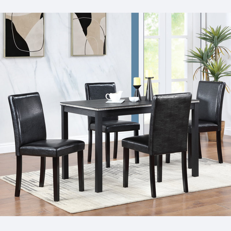 Ensemble confortable de 4 chaises de salle à manger confortables en bois pour la cuisine