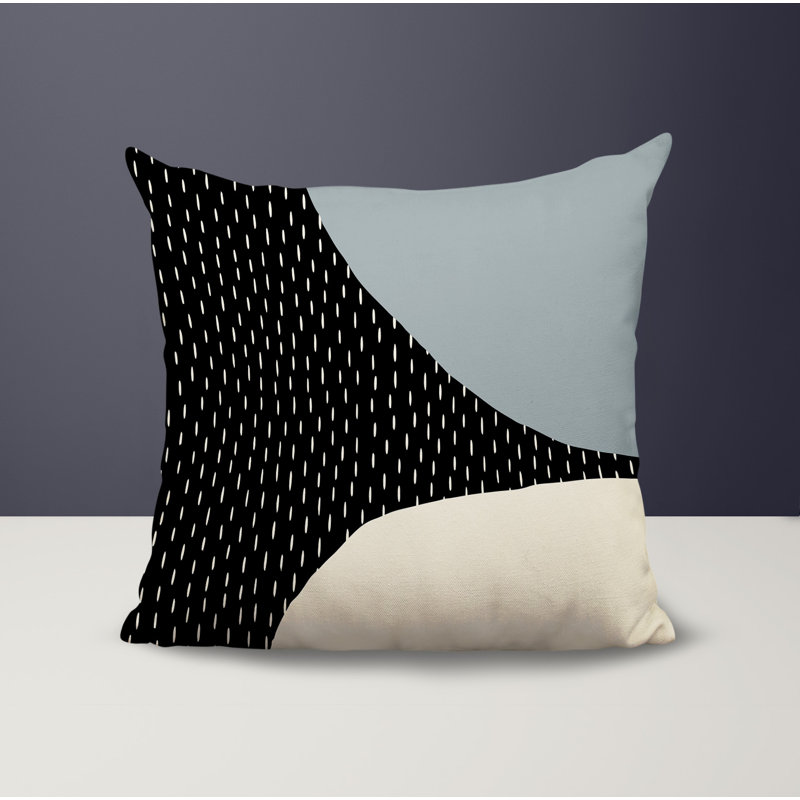 Coussin carré intérieur / extérieur pia, H 15 po x l 15 po, Gris / noir / blanc cassé