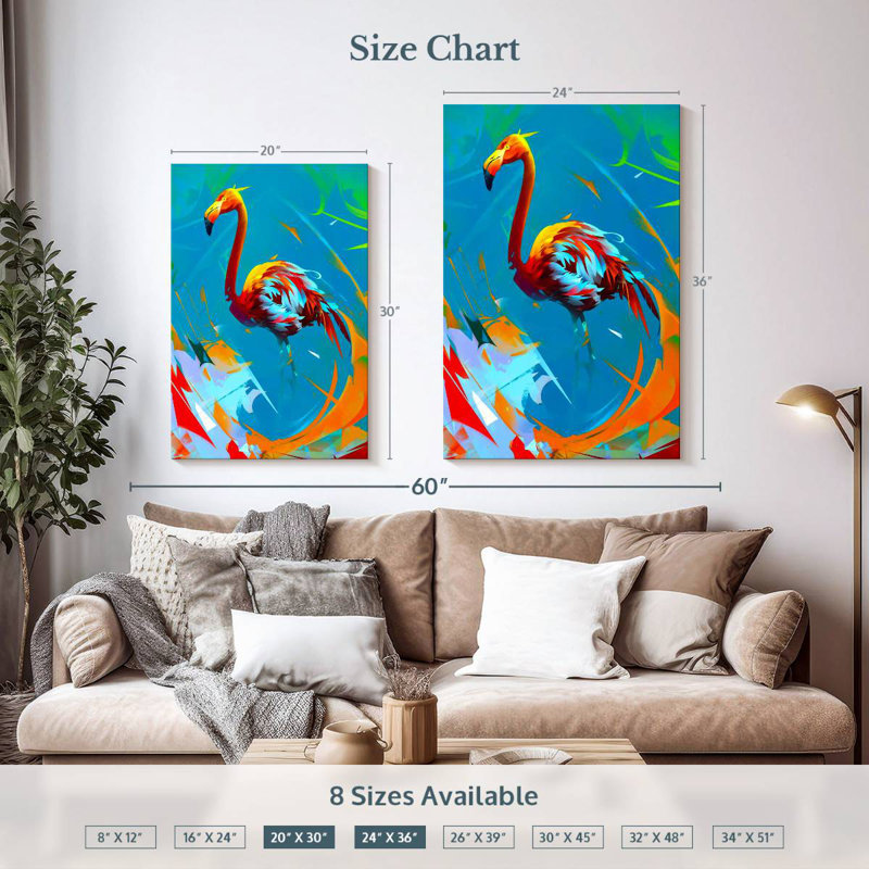 Brampt Colorful Flamingo, 36" H x 24" W