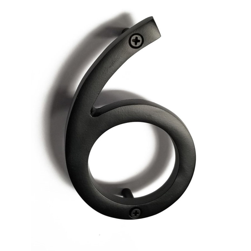 Numéro de maison en métal flottant, 6, 6", Noir