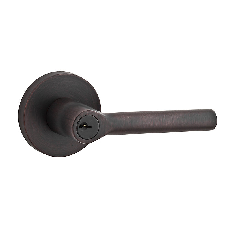 Tubed Door Lever with Round Rose, Venetian Bronze, Keyed Alike, Yes