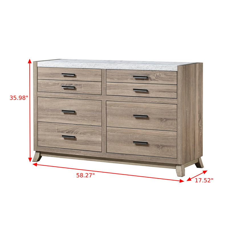 Ensemble de chambre à coucher à panneau classique avec finition brune, 3 pièces