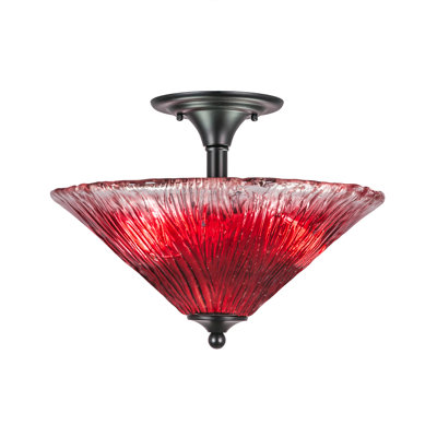 Semi-Flush 2 Bulbs With 16" Crystal Glass