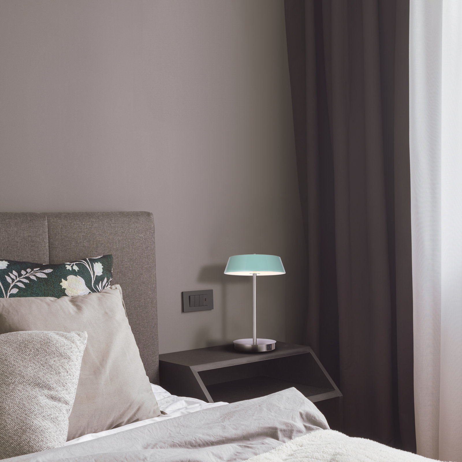 Pretoria Bedside Lamp, Silver, Teal