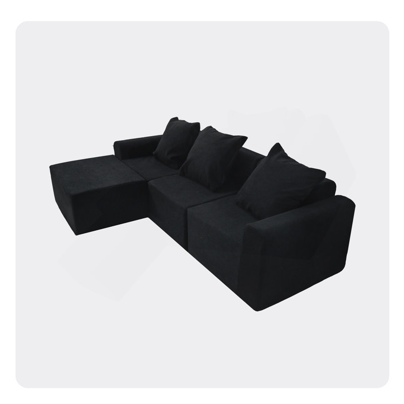 Canapé modulaire convertible convertible en microfibre, Noir antique