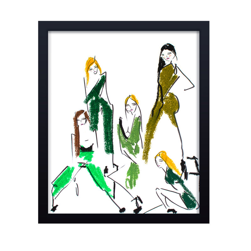 Pop Art et modèles rétro W par Chauncey Jacks - œuvre d'art encadrée, H 16 po x l 12 po