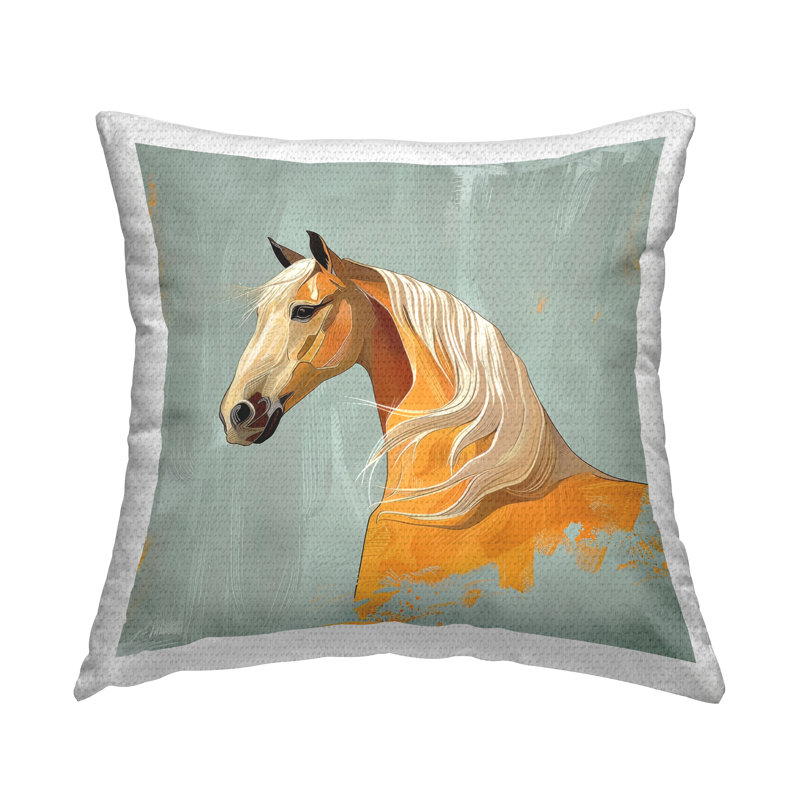 Coussin d'extérieur imprimé Equine Elegance Portrait par Lazar Studio