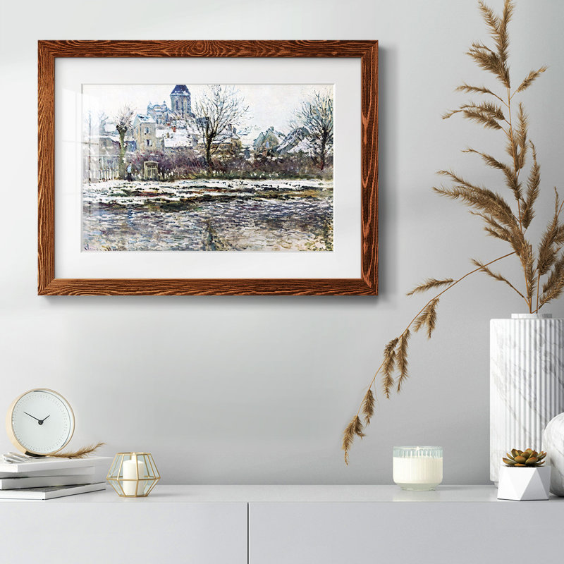 Neige à Vetheuil par Monet, Cadre érable, H 28 po x l 42 po x P 1,5 po