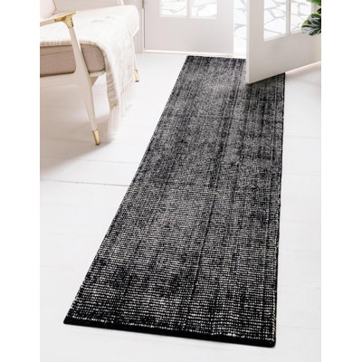 Tapis gris en laine tissé à la machine Colyt