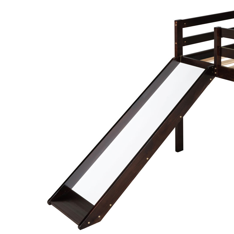 Lit mezzanine avec glissade, conception multifonctionnelle, lit simple, Espresso